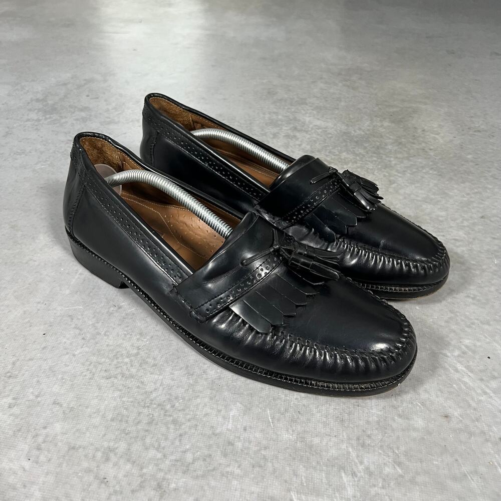 Bass Men’s Nelson Leather Kiltie Tassel Dress Loafers Slip On Black Size 11.5D